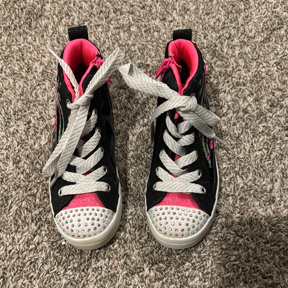 Kids Black and Pink High-Top Sneakers